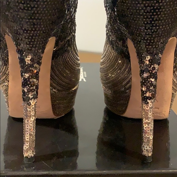 Sebastian Milano Sequin Peep Toe Pump Heel 5.5 6 - Picture 7 of 11